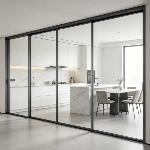 Oil Proof Stain Resistant Moisture Proof Aluminum Glass Sliding Door for Kitchen Dining Room