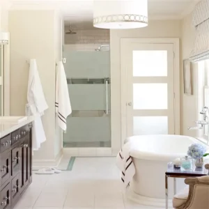 Oil-Rubbed Bronze Swing Shower Door with Frosted Glass