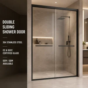 One-Shaped Double Sliding Shower Door with Frame, Tempered Glass, 304 Stainless Steel, and 8mm Thickness