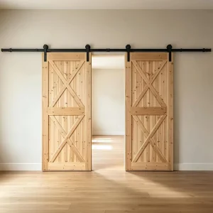 One Stop Custom Solid Fir Wood Barn Door Unpainted Sliding Interior Door for Small Dealers