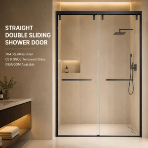 One shaped Double Sliding Shower Door with Tempered Glass & Stainless Steel 8mm Thick Durable & Easy Clean 5 Year Warranty Frame