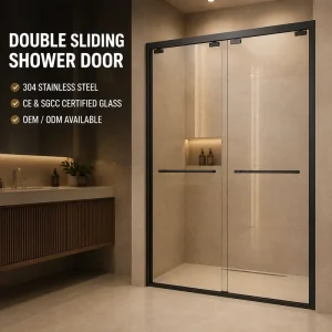 One-shaped Double Sliding Shower Door with Tempered Glass and Stainless Steel 8mm Thick Durable and Easy Clean Frame