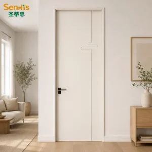 Opposing Rounded Return Groove Painted MDF Composite Interior Wooden Door Modern Sound Insulation Bedroom Apartment Door