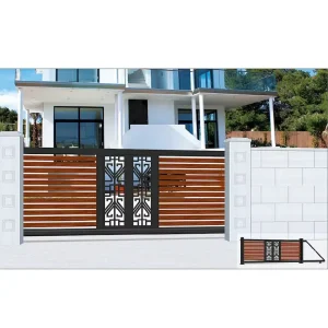 Outdoor Aluminum Alloy Floating Sliding Gate Black Powder Coated for Garden, Villa, and Driveway