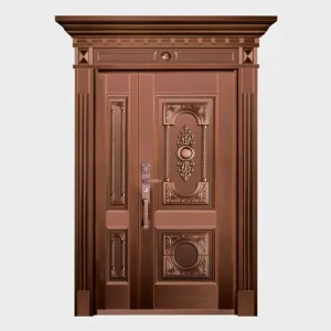 Outdoor Bulletproof Half-Metal Pure Copper Exterior Entry Door for Villas Apartments Hotels and Commercial Use