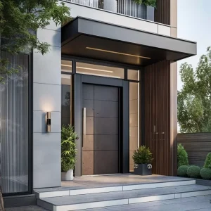Outdoor Steel Security Entrance Door with Solid Metal Panel for Villa Building