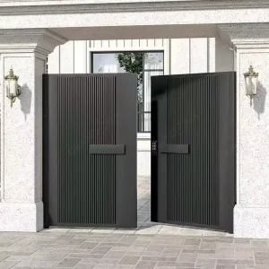 Outdoor Wrought Iron Courtyard Double Door, Aluminum Alloy Villa Gate, Electric Swing Door