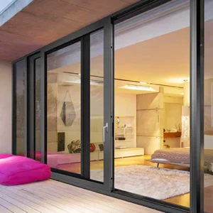 Oven Aluminum Glass Black Sliding Door System