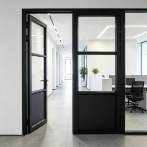 Oversized Double Leaf Clear Glass Door Heat Insulation Anti-Rust Door for Office Buildings
