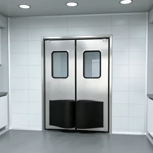 Oversized Heavy Duty Stainless Steel Double Swing Traffic Door for Warehouse and Industrial Openings
