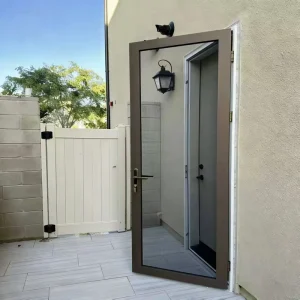 P40 Heavy-Duty Aluminum Hinged Fiberglass Mesh Insect Screen Swing Door with Lock for Patio Front or Back Door