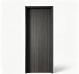 PVC-Laminated Embossed Solid Wood Composite Interior Swing Door with Matching Wall Panel and Skirting
