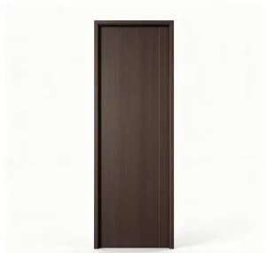 PVC-Laminated Embossed Solid Wood Composite Interior Swing Door with Matching Wall Panel and Skirting
