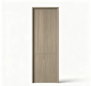 PVC-Laminated Solid Wood Composite Interior Swing Door Embossed No Paint with Matching Wall Panel and Skirting