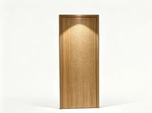 PVC Laminated Solid Wood Composite Interior Swing Door No Paint Embossed Bedroom Door With Matching Wall Panel and Skirting
