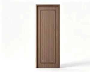PVC Laminated Solid Wood Composite Interior Swing Door No Paint Embossed Bedroom Door with Matching Wall Panel and Skirting