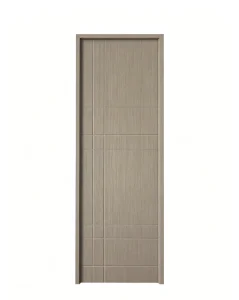 PVC Laminated Solid Wood Composite Interior Swing Door No Paint Embossed Bedroom Door with Matching Wall Panel and Skirting