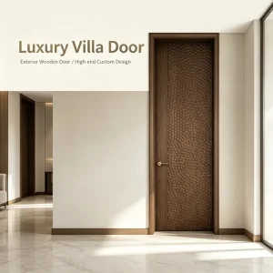 PVC Wood-Grain Interior Door Custom Size 3D Carved Soundproof Villa Door