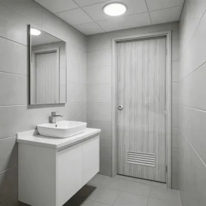 PVC Wood Grain Interior Door, Waterproof and Moisture-Resistant, for Bathroom, Bedroom, Toilet, Apartment, and Hotel
