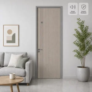 Paint-Free Aluminum Frame Wood Door with Melamine Decorative Panel for Office and Project Use
