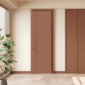 Paint-Free Single-Panel Flush Bedroom Door, Solid Wood Composite, Sound Insulation, Carbon-Crystal
