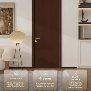 Paint-Free Solid Wood Interior Door Modern Flat Panel Sound-Insulating OEM Custom Color for Villa Apartment Hotel School