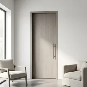Paint-Free Solid Wood Interior Door with Matte Grey Wood Texture
