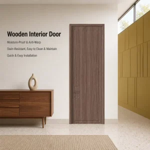 Paint-Free Wooden Interior Doors with Wood Grain, Chinese Style, for Homes and Villas, Customizable