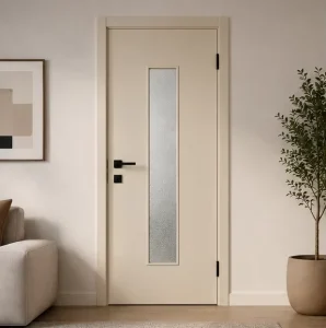 Painted Interior Door with Inset Glass Ornaments for Indoor Projects CE