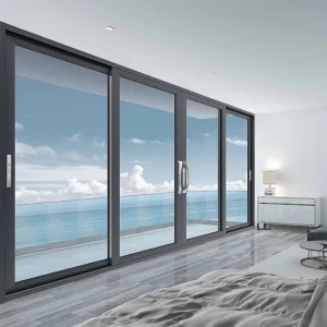 Panoramic Aluminum Multi-Panel Sliding Double-Glazed Glass Door for Interior, Villa, Office, and Bedroom