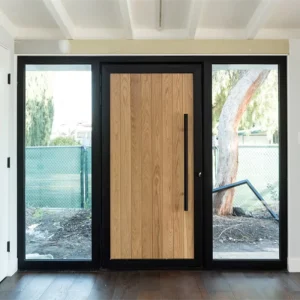 Pivot Entry Door With Tempered Glass Solid Wood Plywood