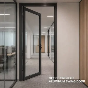 Pivot Hinge Aluminum Alloy Casement Door with Sound Insulation Glass for Modern Office Building