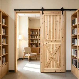 Plain Solid Fir Full Wood Barn Door Sliding Interior Door