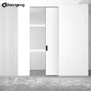 Pocket Wooden Interior Doors Sliding Into Wall Cavity for Open-Plan Living Room