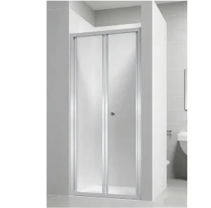 Polished 4mm Tempered Glass Folding Square Shower Door with Frame for Hotel Use