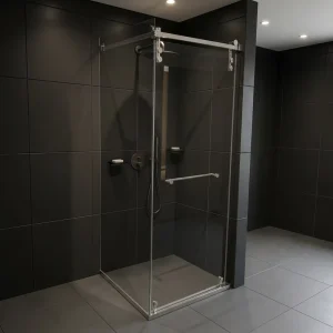 Polished Chrome Frameless Modern Eco-friendly Sliding Shower Door 304 Stainless Steel Roller 8mm Tempered Glass for Hotel