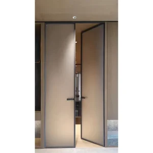 Popular Home Decor Internal Toilet Casement Gate Curved Decorative Strip Narrow Aluminum Frame Double Opening Swing Door