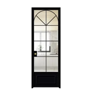 Post modern Style Ultra narrow Aluminum Swing Glass Door Interior Manual Waterproof Finished for Bathroom Toilet and Kitchen