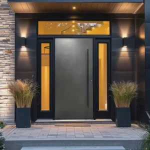 Postmodern Aluminum Alloy Villa Front Revolving Pivot Door Wooden Grain Waterproof Anti-Theft Finished Surface