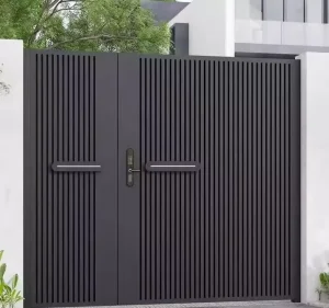 Postmodern Aluminum Security Gate with Vertical Bar Design for Villa Main Entrance