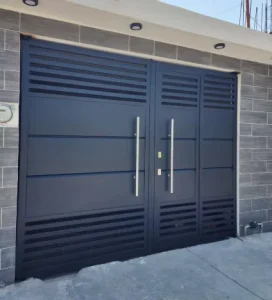 Postmodern Aluminum Side-Opening Security Gate with Full Solid Panel for Villa Main Entrance