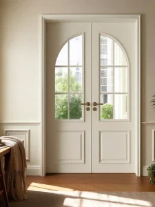 Postmodern Double-Sided Bedroom Door Solid Wood Lacquer Cream Glass Interior Door