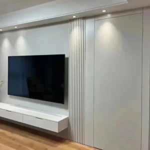Postmodern Solid Wood Frameless Invisible Wall-Integrated Door for Living Rooms and Hotels