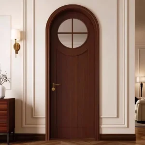 Postmodern Solid Wood Painted Door with Fiberglass Screen Netting for Bedroom and Entrance, Customizable Size and Color