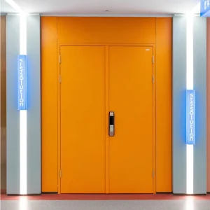 Postmodern Steel Entry Door with Smart Lock for Apartments and Villas