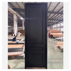 Prehung Black Stained Solid Interior Wood Doors Buckled Design White Oak Veneer Doors for Residential Building