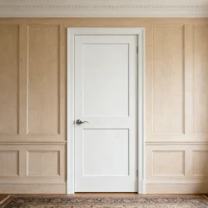 Prehung Interior 2 Panel MDF White Primed Solid Core Wood Shaker Door with Frame Acoustic for Bedroom & Kitchen
