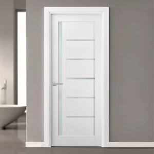 Prehung PVC Wooden Door Panel for Interior Office Toilet Bathroom with Handle