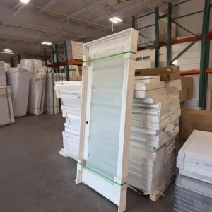 Prehung White Painted Solid 1-Panel Wooden Door with Glass, Jamb, for Houses