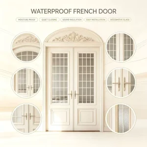 Puerta Doble Arco Frances Madera Compuesta Lacada Impermeable Vidrio Cuadricula Hotel Villa Apartamento Dormitorio Slab Doors